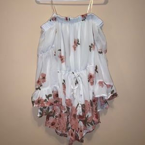 Off the shoulder floral romper